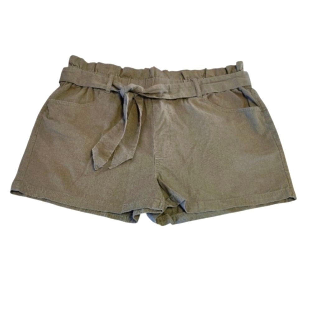 Indigo Rising Hunter Green High Rise Belted Paper Bag Cotton Shorts XL Retro